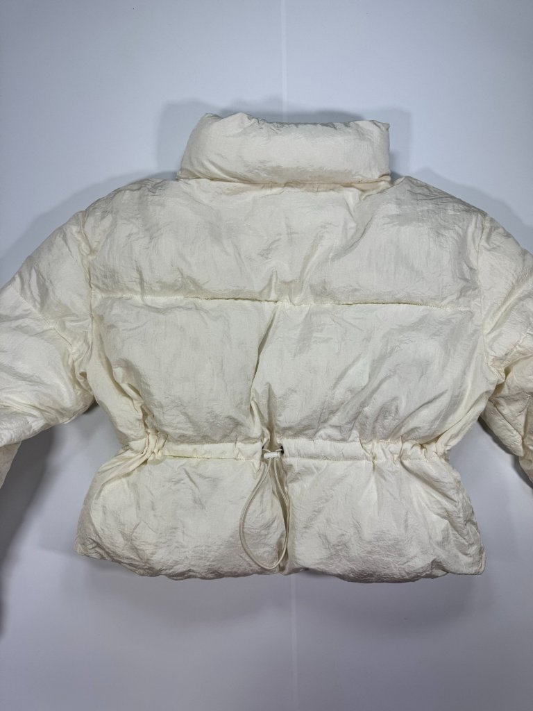 Vintage Charm Jacket Women's M White Nylon Puffer Lined Cropped Full-Zipper — image 8 of 8